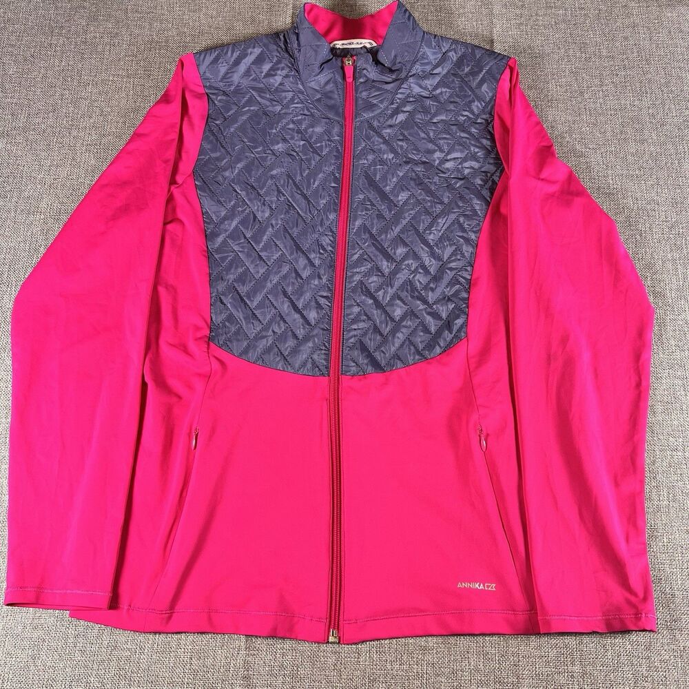 Women's Annika Cutter & Buck Size Large Pink Full Zipper Fleece Jacket Golf